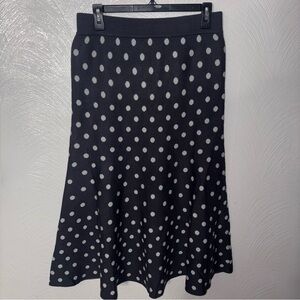 Tea n Rose Grey & White Polka Dot Midi Skirt Size M NWT